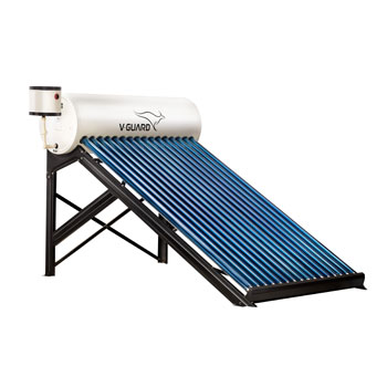 V Guard domestic solar water heater, capacity up to 300 liters per day. Get yours from Avegatasta Water Solutions, Nashik's leading solar water heater dealer.